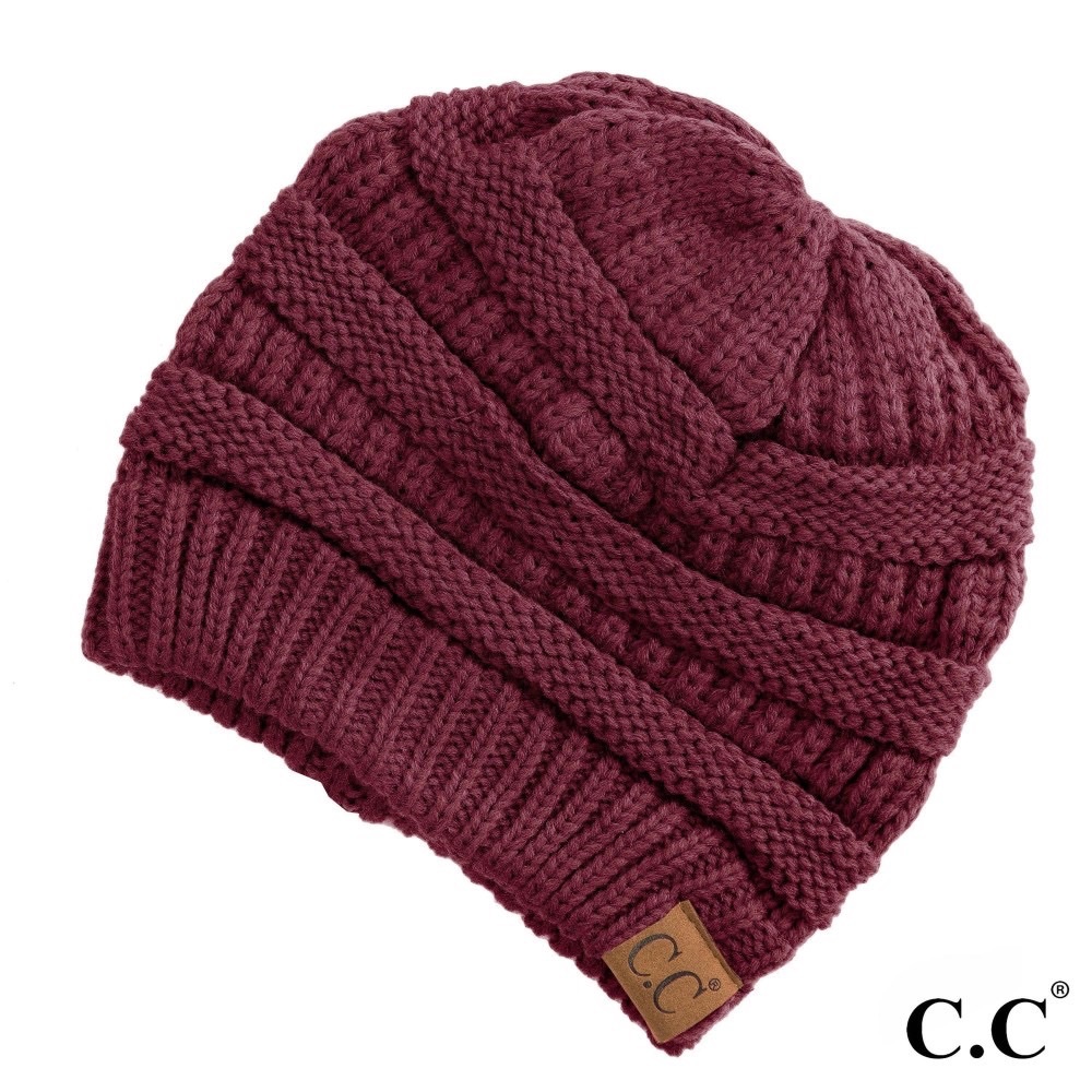 New Boutique C.C. Hat Solid Ribbed Beanie "The Original" Beanie Burgundy